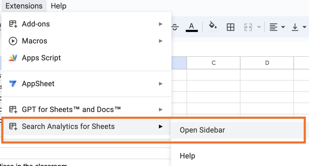 Search Analytics for Sheets can be found in the Extensions menu in Google Sheets